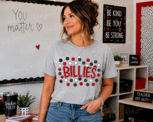 Load image into Gallery viewer, Custom Mascot Spirit Polka Dot Graphic Tee - Please comment what School Mascot you need in the notes section please ππ½β€οΈ