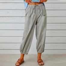 Load image into Gallery viewer, Loose High Waist Button Cotton Linen Wide Leg Pants