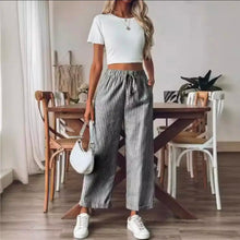 Load image into Gallery viewer, Striped Casual Loose Straight Wide-Leg Pants