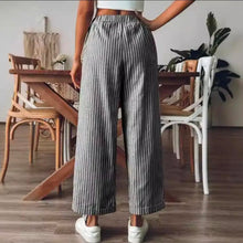 Load image into Gallery viewer, Striped Casual Loose Straight Wide-Leg Pants