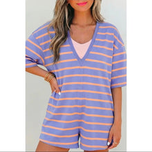 Load image into Gallery viewer, Preorder!! STRIPE V AND ROUND NECK LOOSE FIT ROMPER