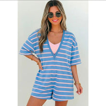 Load image into Gallery viewer, Preorder!! STRIPE V AND ROUND NECK LOOSE FIT ROMPER