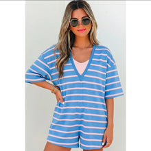 Load image into Gallery viewer, Preorder!! STRIPE V AND ROUND NECK LOOSE FIT ROMPER
