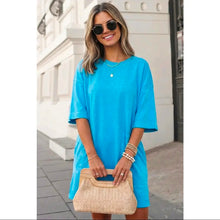 Load image into Gallery viewer, Preorder!!! SOLID DROP SHOULDER LOOSE T-SHIRT MINI DRESS