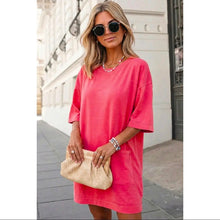 Load image into Gallery viewer, Preorder!!! SOLID DROP SHOULDER LOOSE T-SHIRT MINI DRESS