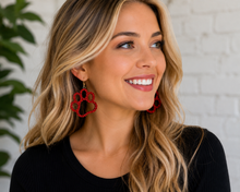 Load image into Gallery viewer, 🐾 Red Glitter Paw Print Earrings 🐾