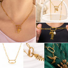 Load image into Gallery viewer, ✨ 18K Gold PVD Charm Holder Paperclip Necklace - Charms Sold Seperate