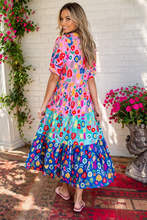 Load image into Gallery viewer, Multicolor Patchwork Floral Pattern Dress