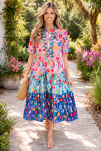 Load image into Gallery viewer, Multicolor Patchwork Floral Pattern Dress