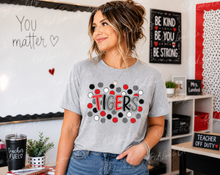 Load image into Gallery viewer, Custom Mascot Spirit Polka Dot Graphic Tee - Please comment what School Mascot you need in the notes section please 🙏🏽❤️
