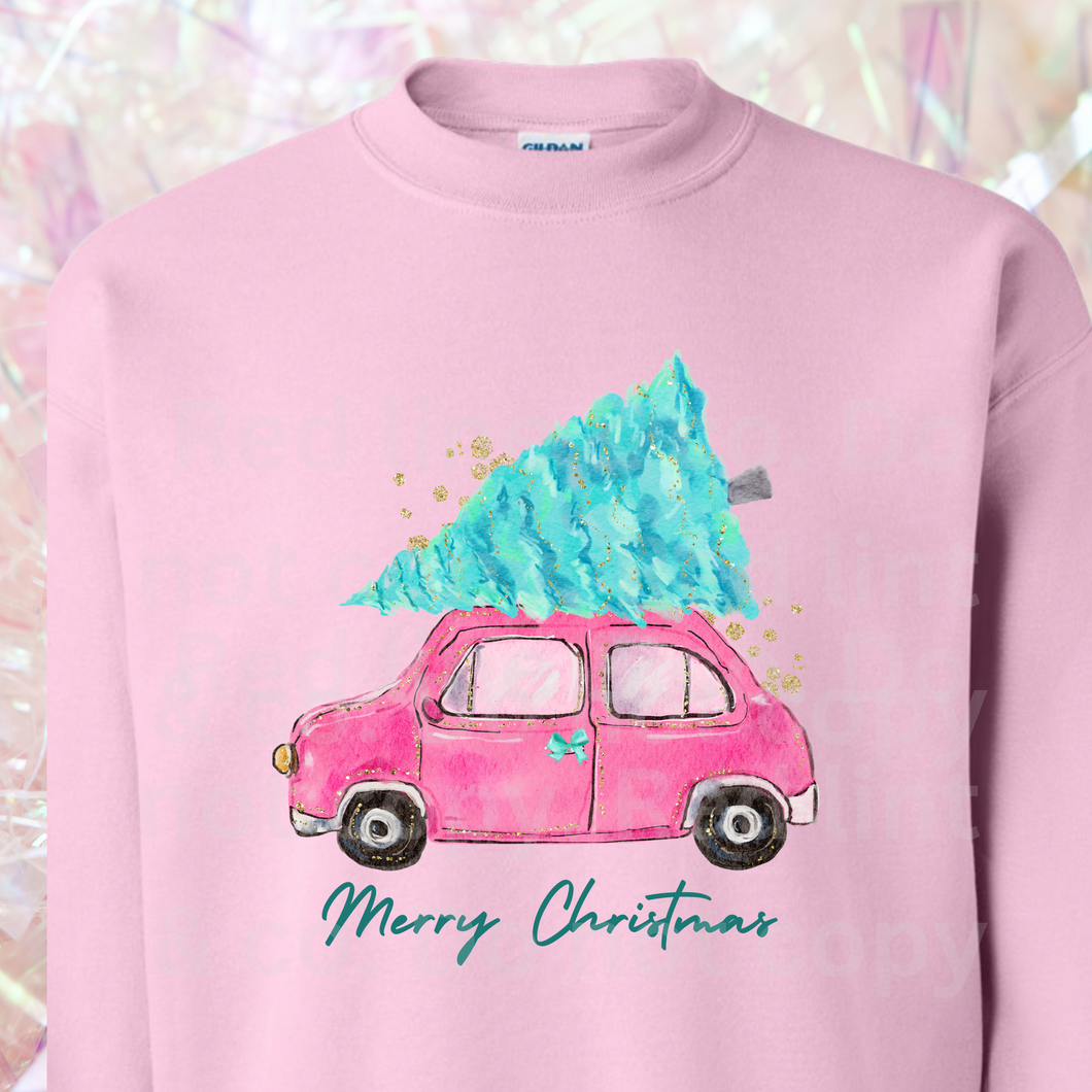 Merry Christmas Truck on Pink
