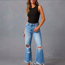 Load image into Gallery viewer, High Waist Distressed Wide Leg Denim Jeans 💙

