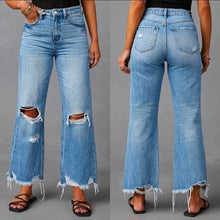Load image into Gallery viewer, High Waist Distressed Wide Leg Denim Jeans 💙
