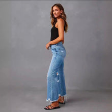 Load image into Gallery viewer, High Waist Distressed Wide Leg Denim Jeans 💙
