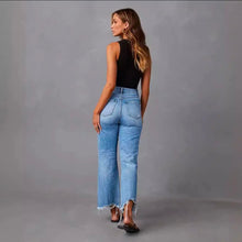 Load image into Gallery viewer, High Waist Distressed Wide Leg Denim Jeans 💙

