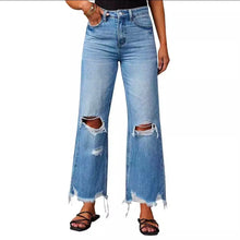 Load image into Gallery viewer, High Waist Distressed Wide Leg Denim Jeans 💙
