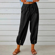 Load image into Gallery viewer, Loose High Waist Button Cotton Linen Wide Leg Pants
