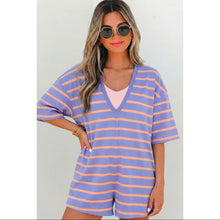 Load image into Gallery viewer, Preorder!! STRIPE V AND ROUND NECK LOOSE FIT ROMPER
