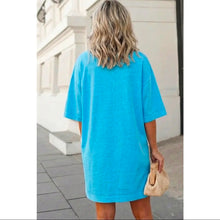 Load image into Gallery viewer, Preorder!!! SOLID DROP SHOULDER LOOSE T-SHIRT MINI DRESS
