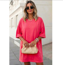Load image into Gallery viewer, Preorder!!! SOLID DROP SHOULDER LOOSE T-SHIRT MINI DRESS
