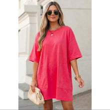 Load image into Gallery viewer, Preorder!!! SOLID DROP SHOULDER LOOSE T-SHIRT MINI DRESS
