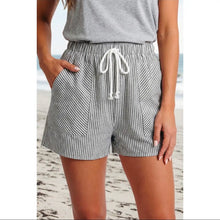 Load image into Gallery viewer, PREORDER!!! STRIPE LACE UP ELASTIC WAIST POCKET SHORTS
