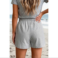 Load image into Gallery viewer, PREORDER!!! STRIPE LACE UP ELASTIC WAIST POCKET SHORTS
