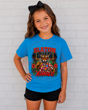Load image into Gallery viewer, Slaton Tigers Hawaiian Day Spirit Wear T-Shirt – Gildan Sapphire)
