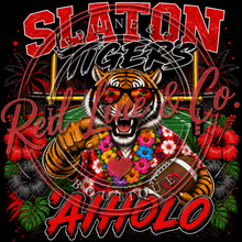 Load image into Gallery viewer, Slaton Tigers Hawaiian Day Spirit Wear T-Shirt – Gildan Sapphire)
