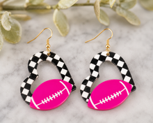 Load image into Gallery viewer, 🏈💗 Touchdown Sweetheart Checker Heart Earrings 💗🏈
